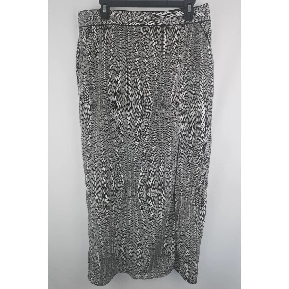 Worthington Skirt Women's L Black White Long Pencil‎ Workwear Pockets Slit